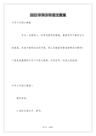 2024中华少年语文教案