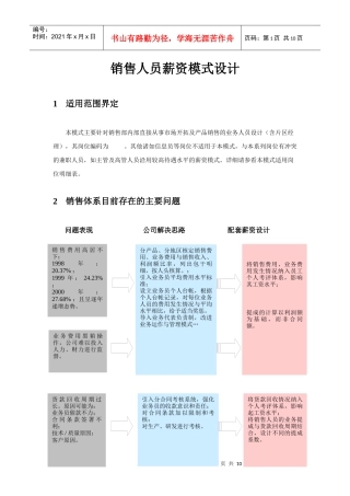 销售人员薪资模式设计