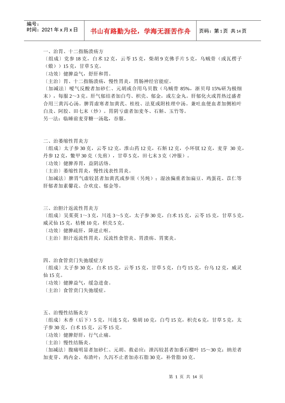 各种内科疾病的中医治疗偏方_第1页