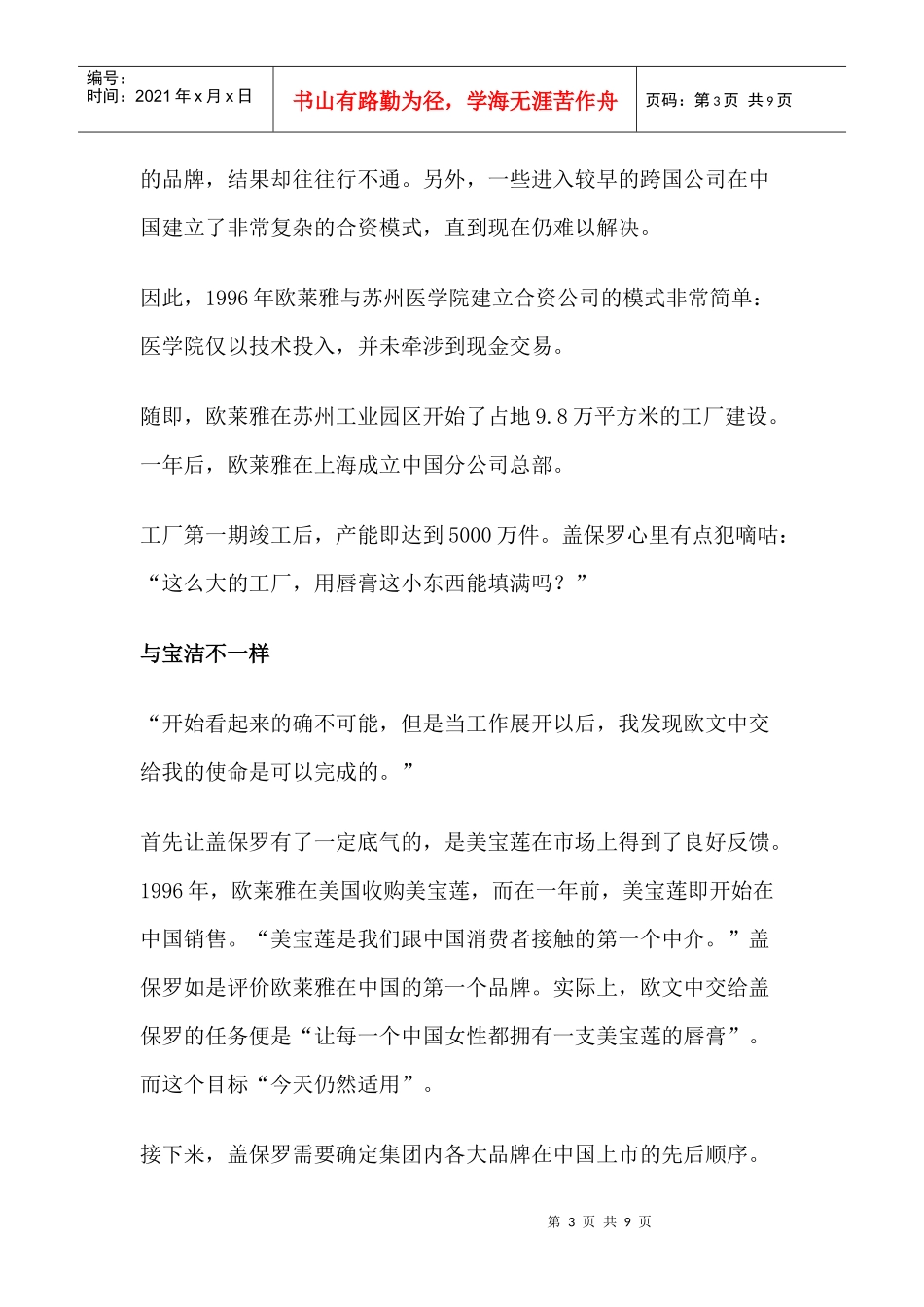 欧莱雅中国营销策略研究报告_第3页