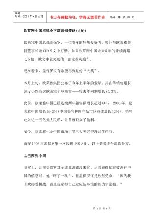 欧莱雅中国营销策略研究报告