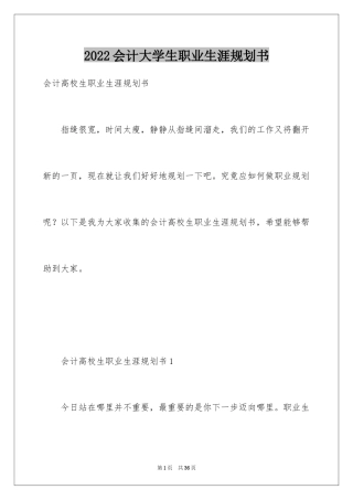 2024会计大学生职业生涯规划书