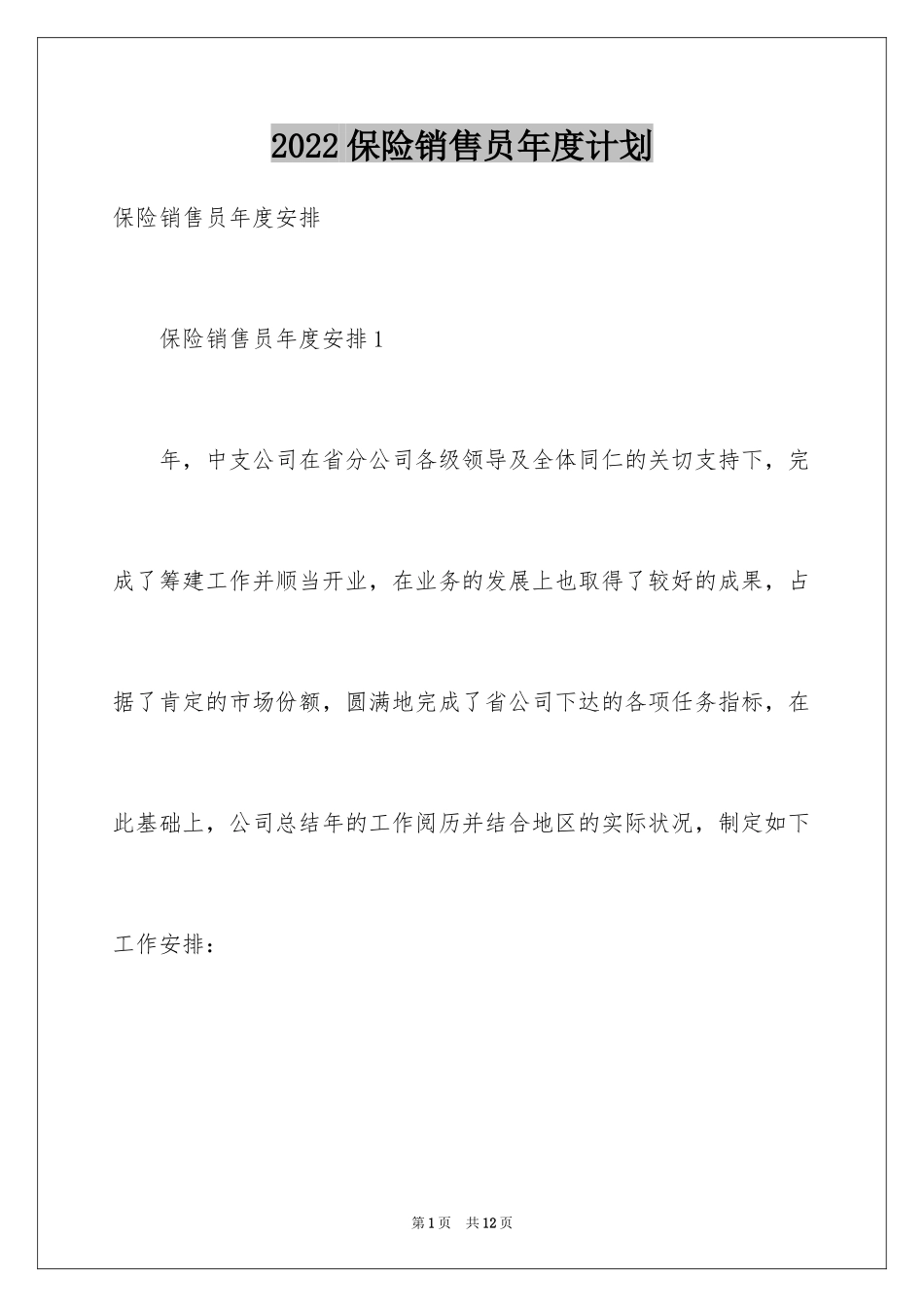 2024保险销售员年度计划_第1页