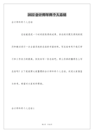 2024会计师年终个人总结