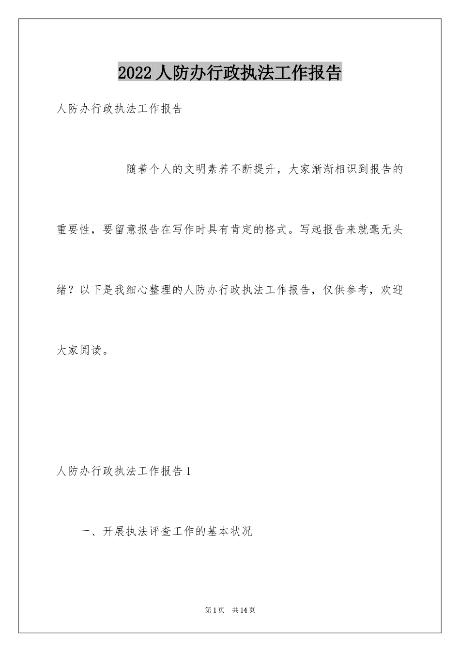 2024人防办行政执法工作报告_第1页