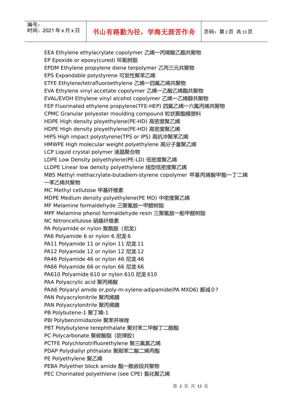 聚合物与橡胶中英文及简称_第2页