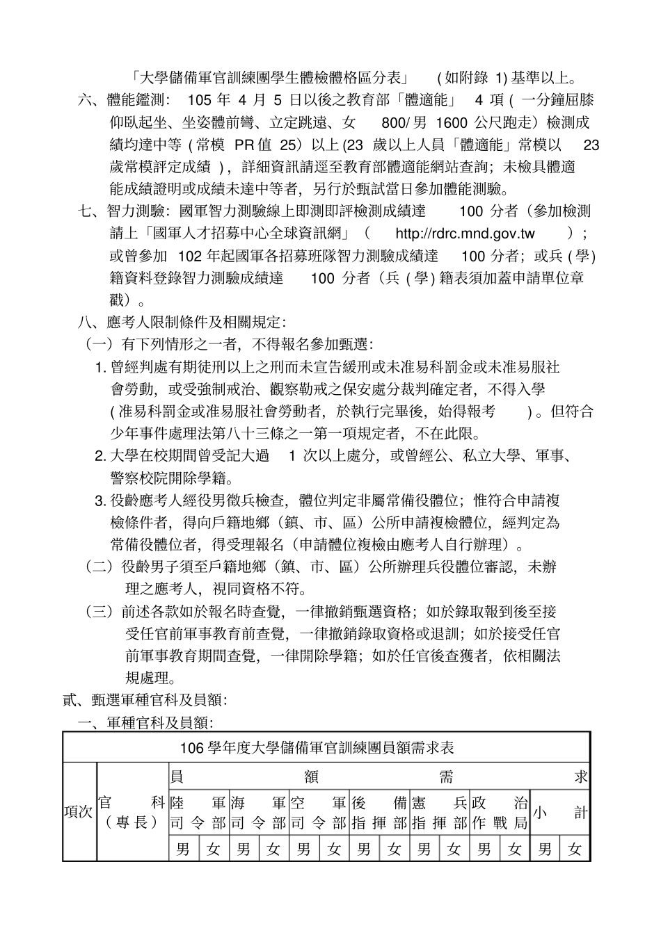 106学年大学储备军官训练团甄选简章_第3页