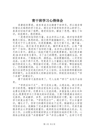 青干班学习心得体会