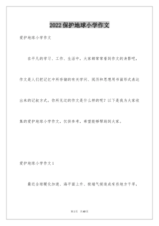 2024保护地球小学作文_1