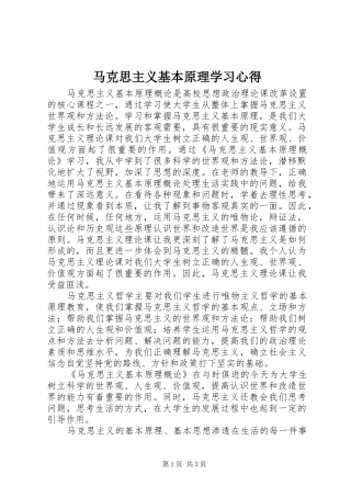 马克思主义基本原理学习心得