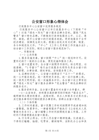 公安窗口形象心得体会