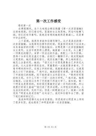 第一次工作感受