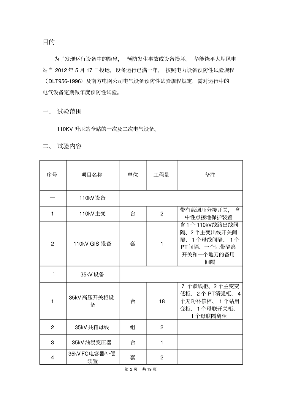 110KV变电站年预防性试验项目风电公司要点_第2页