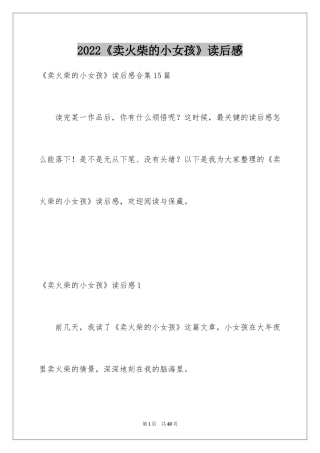 2024《卖火柴的小女孩》读后感_14