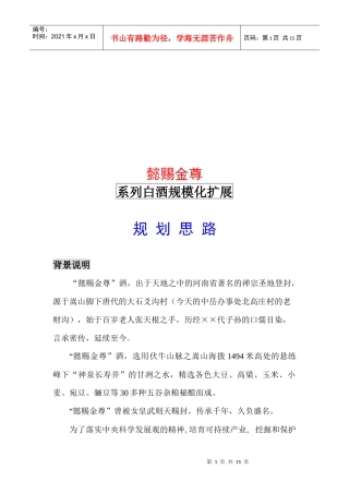 张氏酒业扩展规划思路