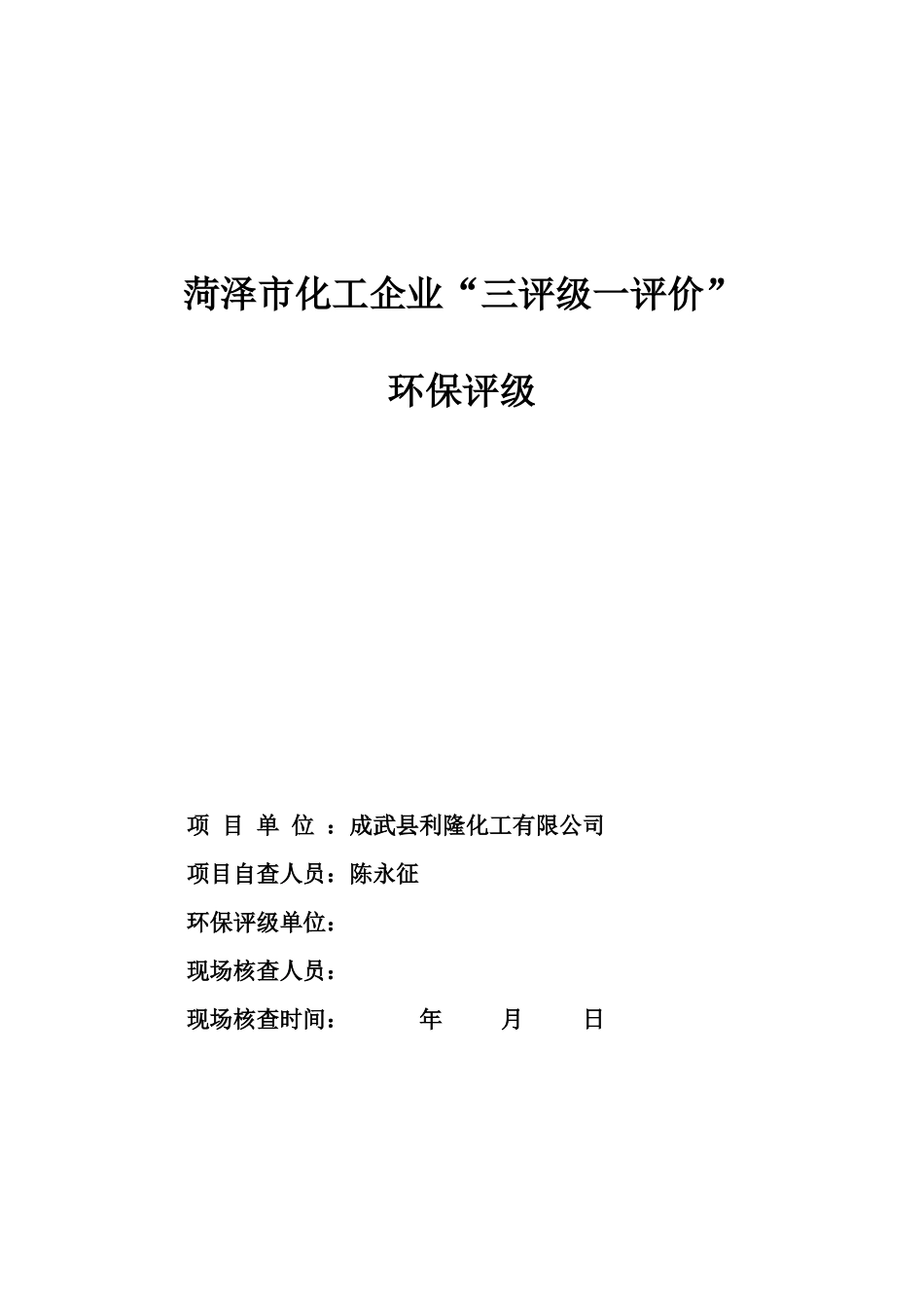 成武化工项目环保评分工作模板_第1页