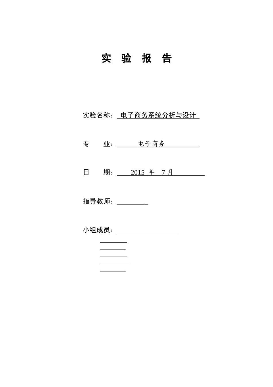 电子商务分析与设计15年暑期实践报告_第1页