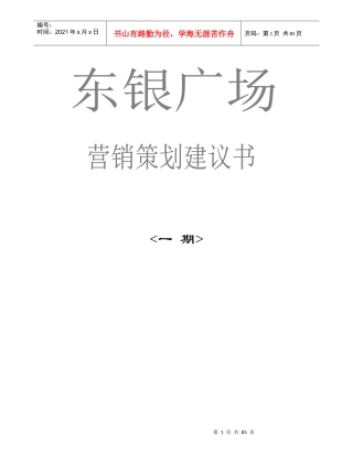 某公司的东银广场营销策划书