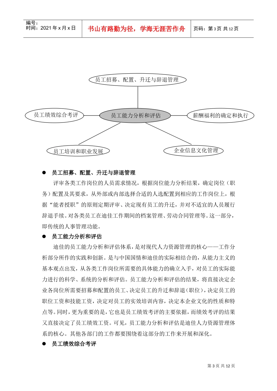 海南迪佳公司人力资源部建设规划_第3页