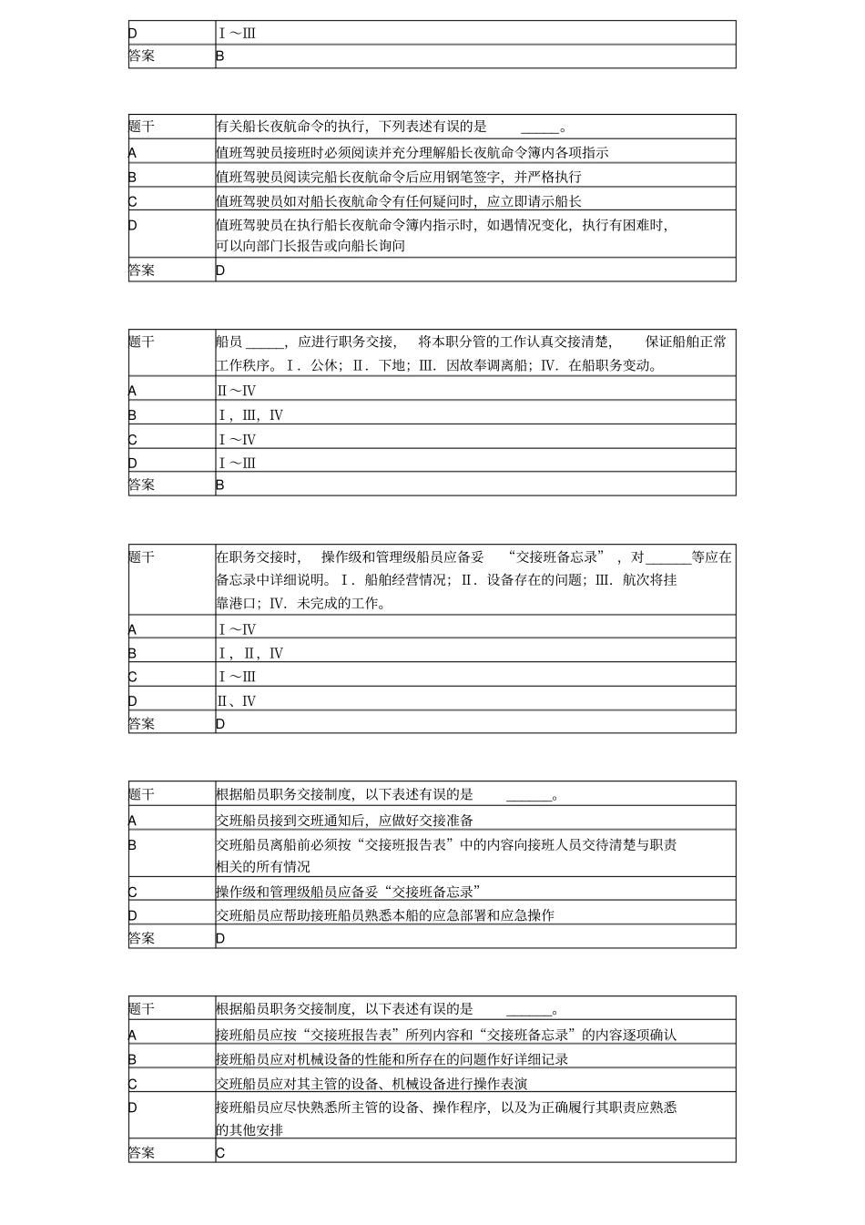 11规则船舶管理大副机考真题汇总_第3页