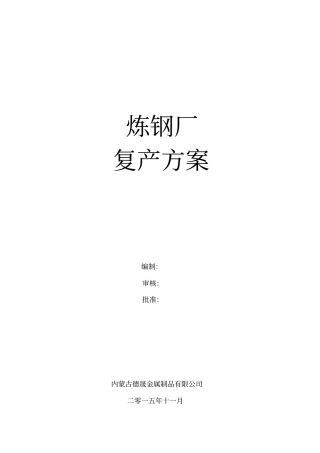 14炼钢厂复产方案要点