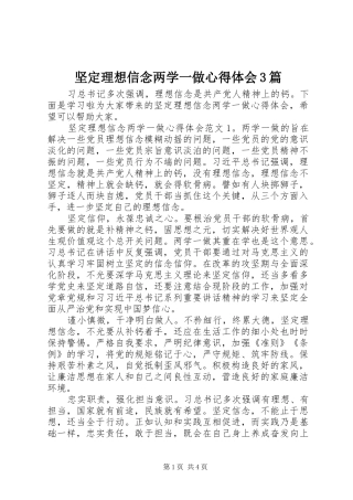 坚定理想信念两学一做心得体会3篇