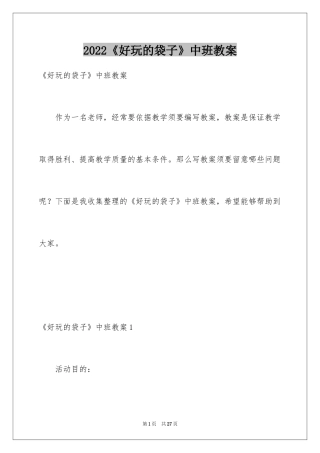 2024《好玩的袋子》中班教案