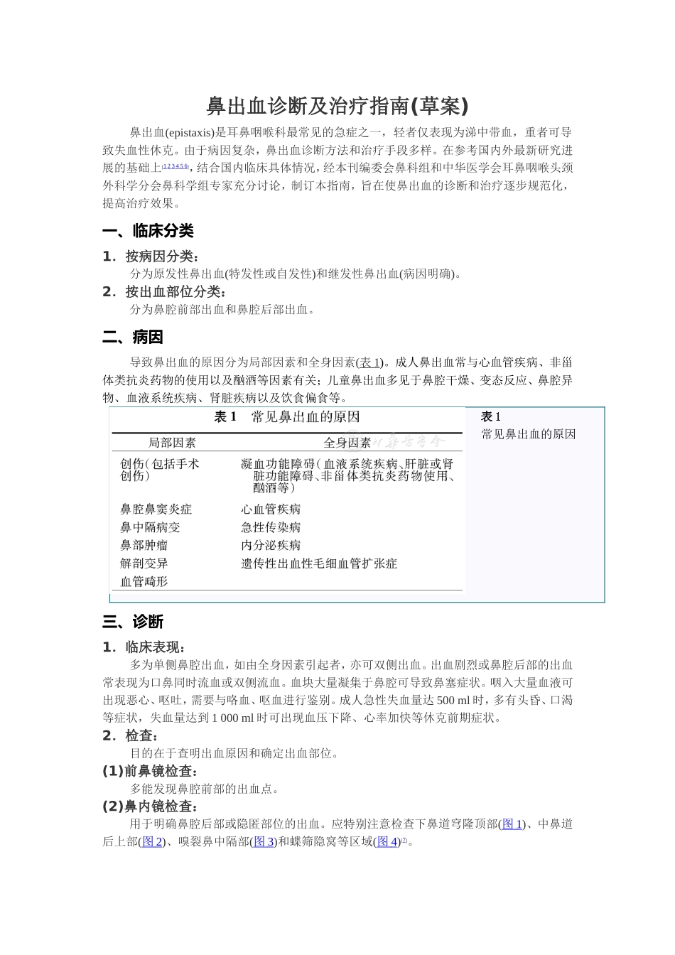鼻出血诊断及治疗指南(草案)_第1页