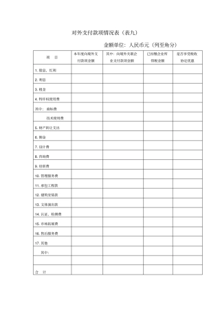 17关联业务往来报告表表九
