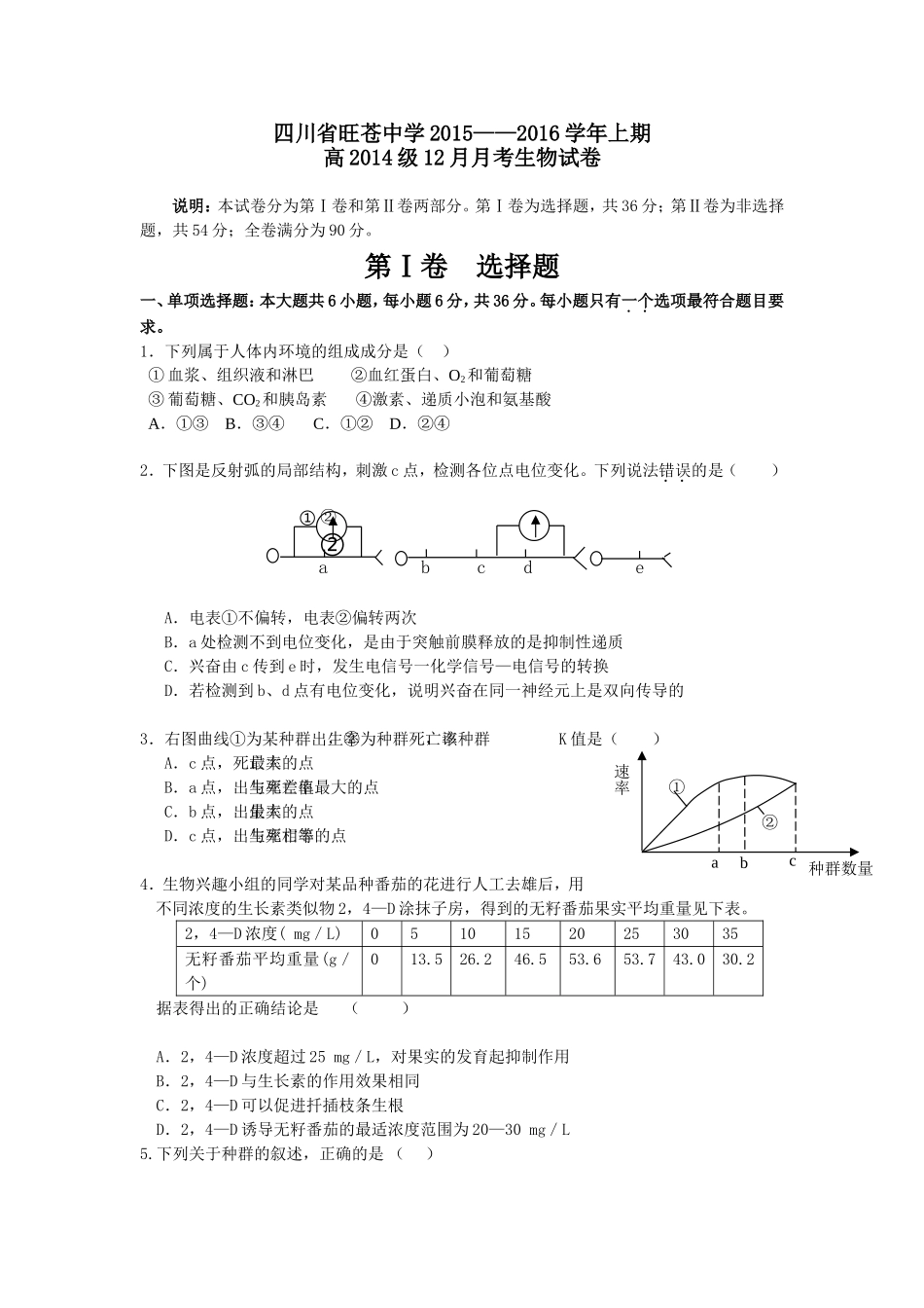 高二上生物月考试题_第1页