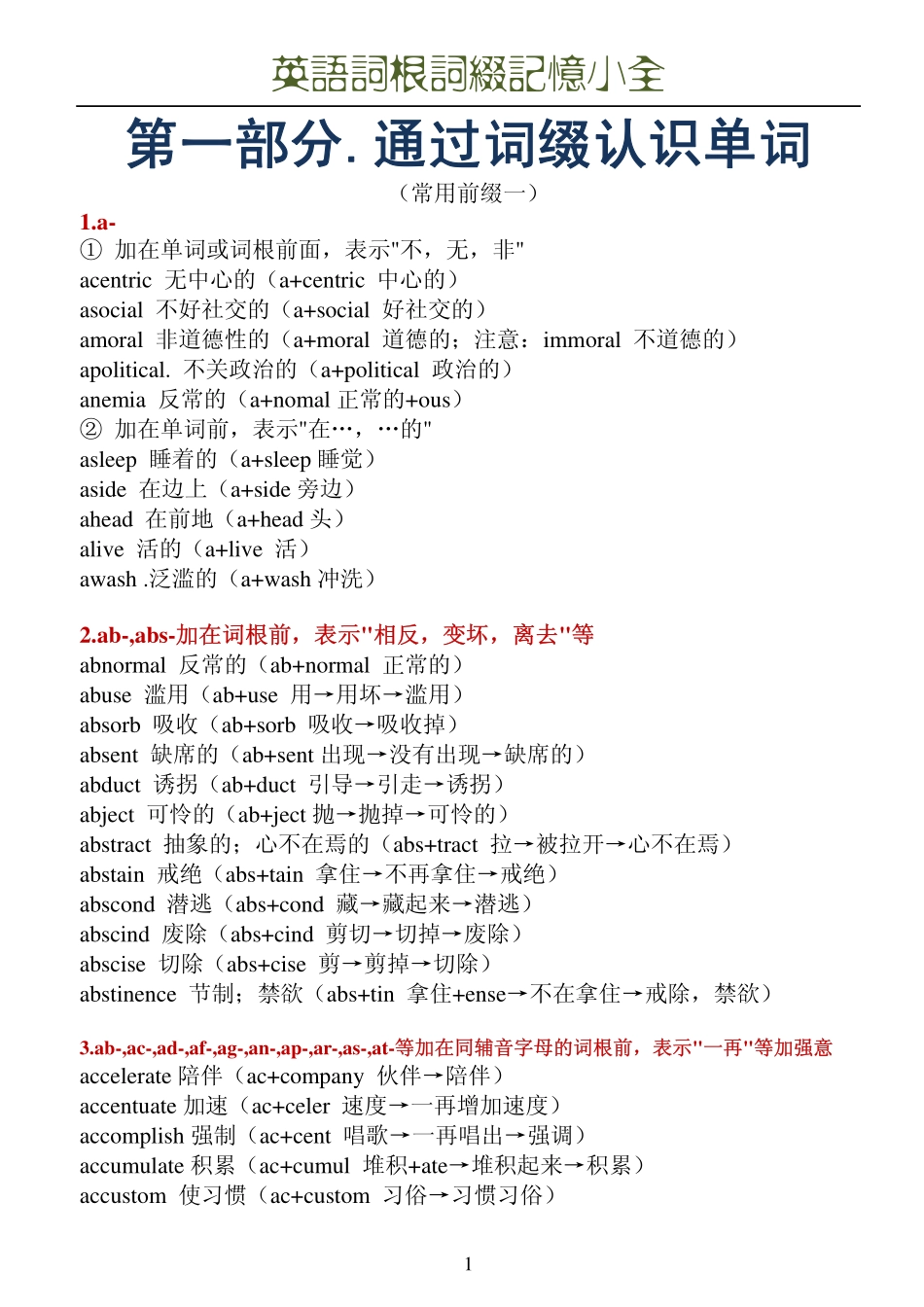 英语词根词缀记忆小全01_第1页