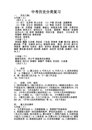 中考历史人物复习