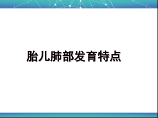 胎儿肺部发育特点