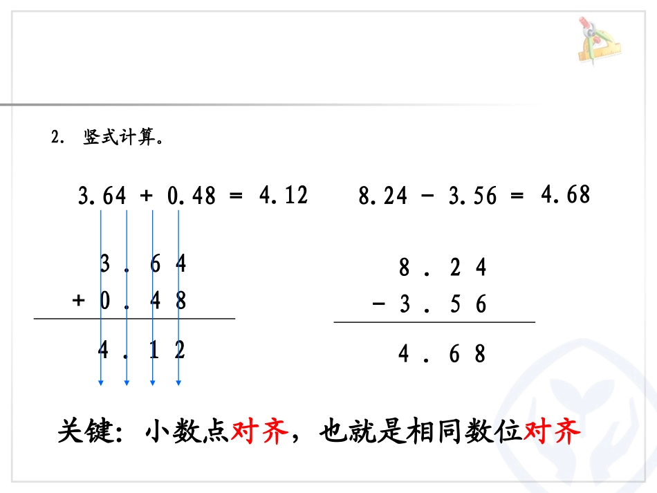 人教2011版小学数学四年级位数不同的小数加减法-(3)_第3页