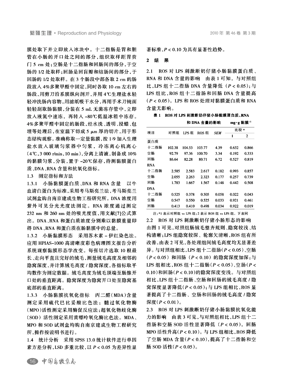 罗格列酮对断奶仔猪肠粘膜结构和抗氧化能力的影响_第2页