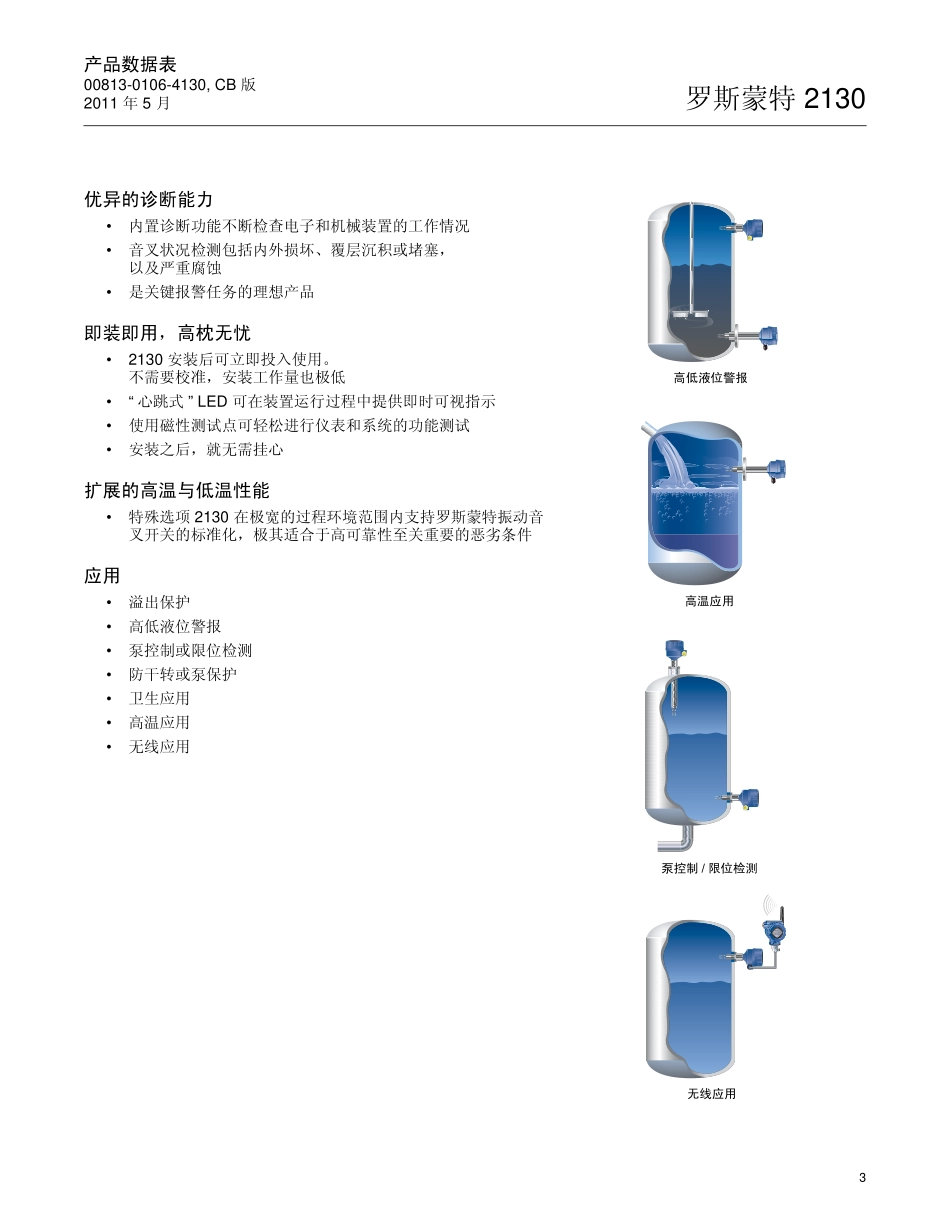 罗斯蒙特2130加强型音叉液位开关_第3页