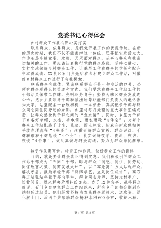 党委书记心得体会