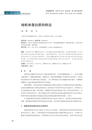 线粒体蛋白质的转运