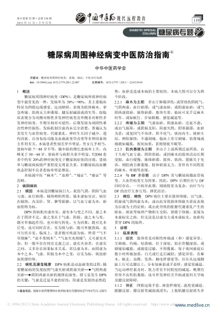 糖尿病周围神经病变中医防治指南2011无水印版
