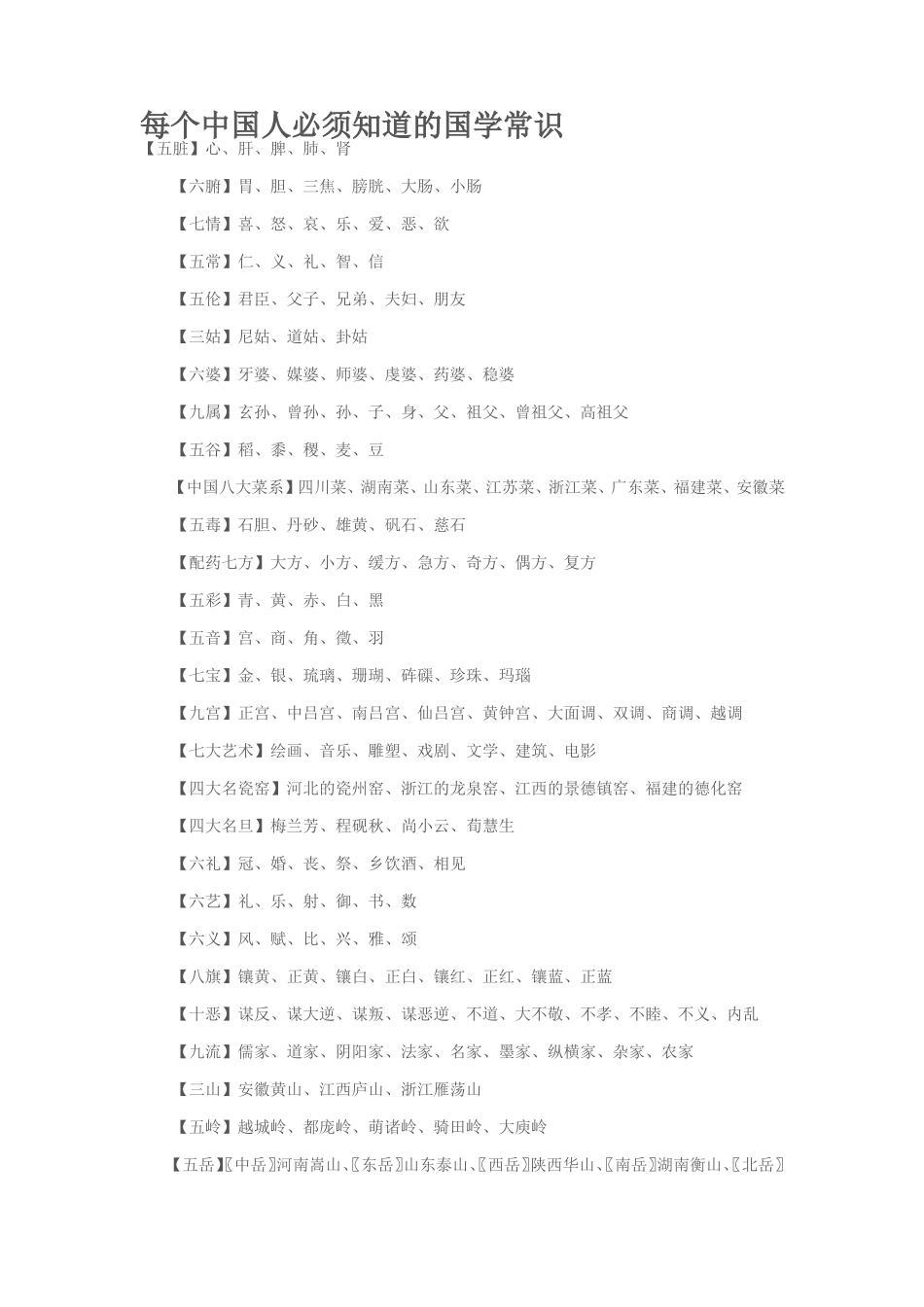 每个中国人必须知道的国学常识_第1页