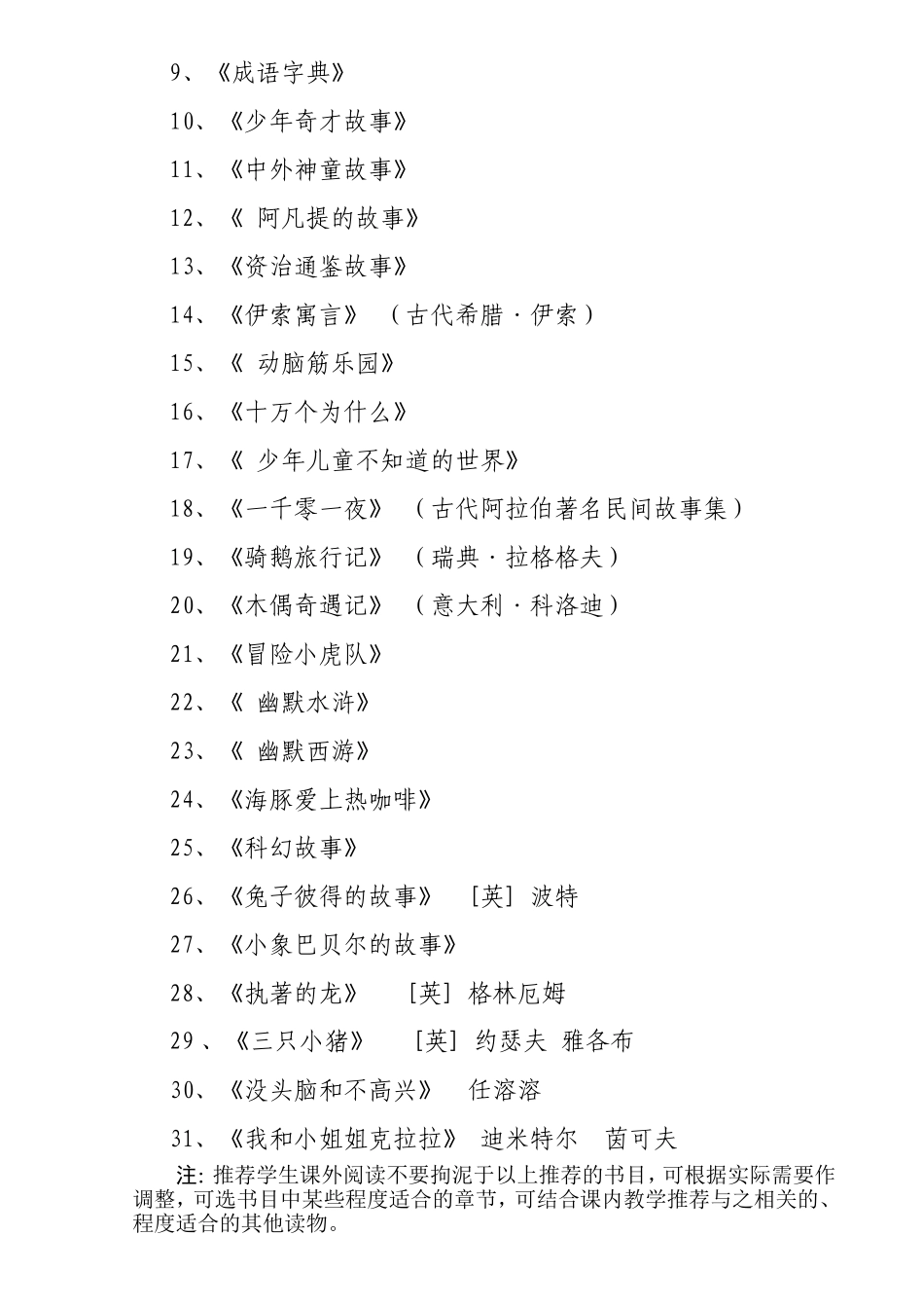 课外阅读推荐书目_第2页