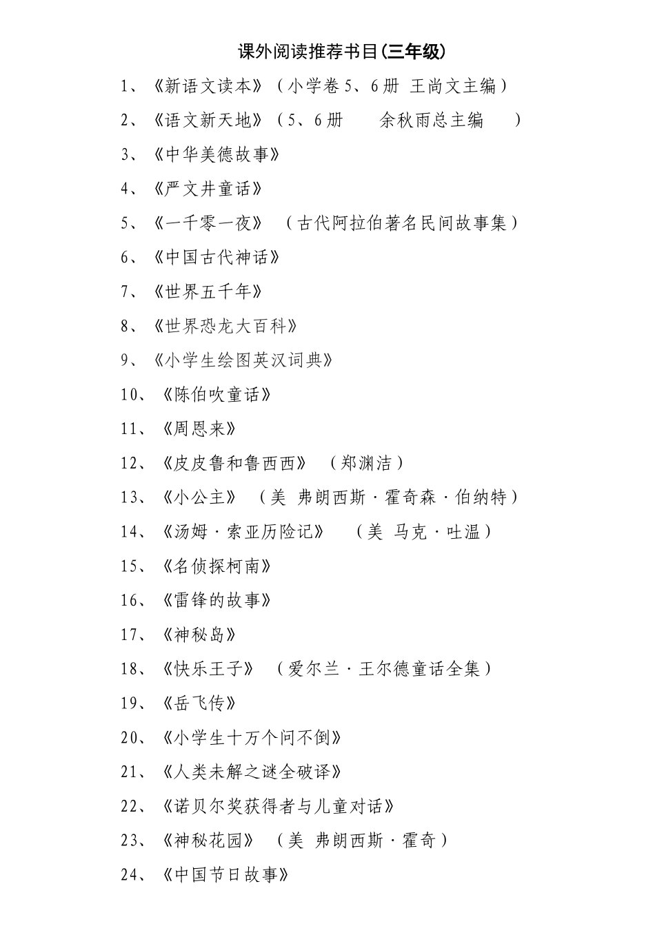 课外阅读推荐书目_第3页