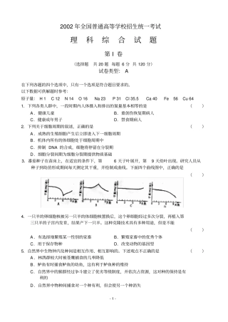 2002年全国高考理科综合