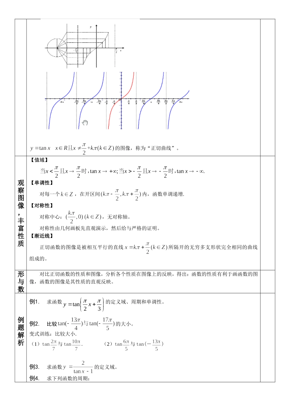 正切函数的性质和图像教学设计_第3页