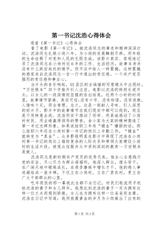 第一书记沈浩心得体会
