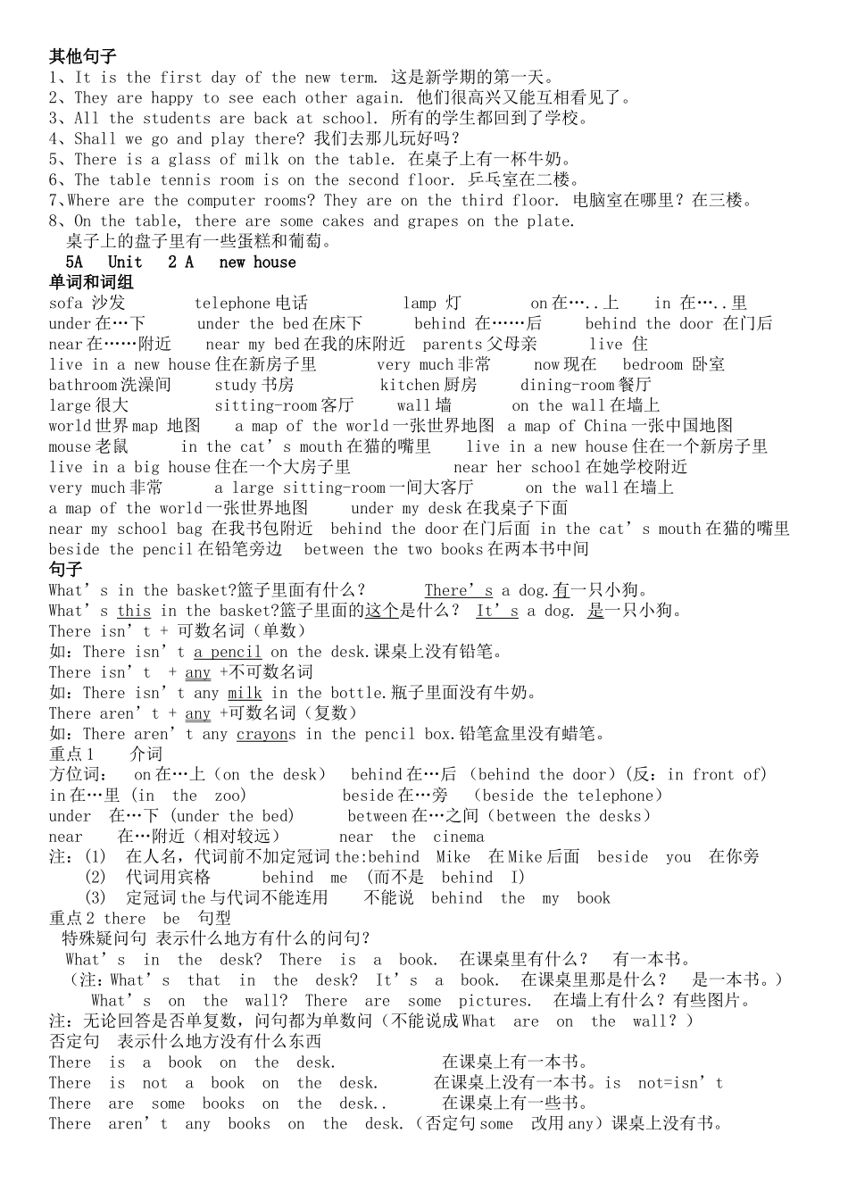 5Au1-u4知识点梳理_第2页