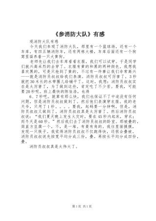 《参消防大队》有感