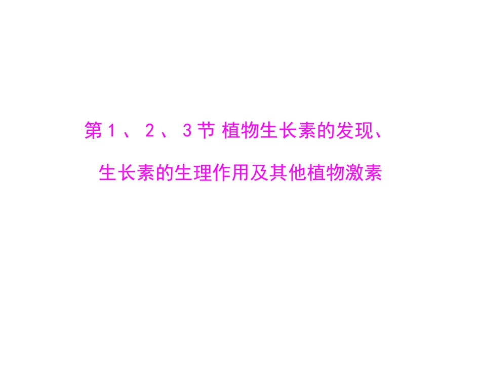 生物2013年高考复习课件：必修3 第3章 第1、2、3节 植物生长素的发现、生长素的生理作用及其他植物激素_第3页