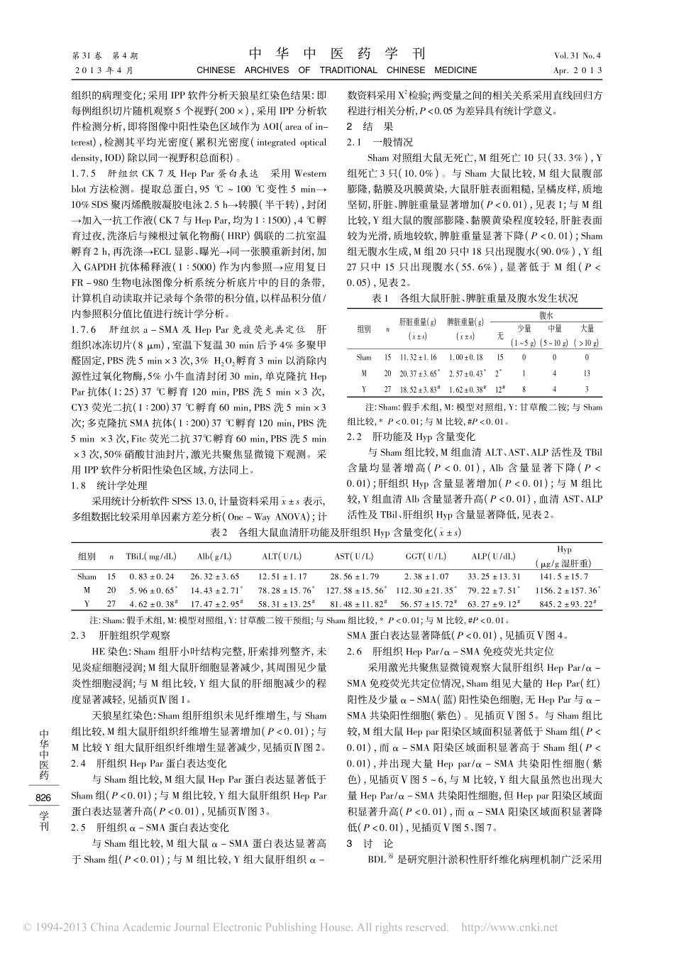 甘草酸二胺对继发性胆汁淤积性肝纤维化大鼠模型肝细胞向肌成纤维细胞转分化的影响_第3页