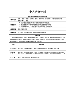 陈海霞个人研修计划
